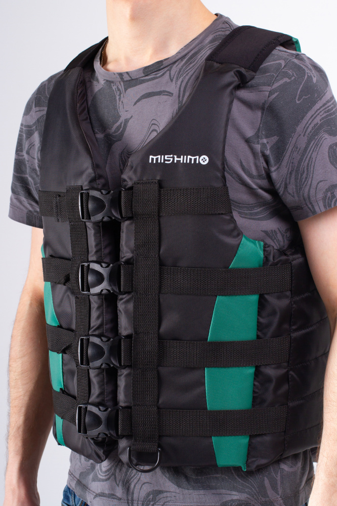 Жилет спасательный MISHIMO PRO Премиум качества Черно-зеленый в Люберцах