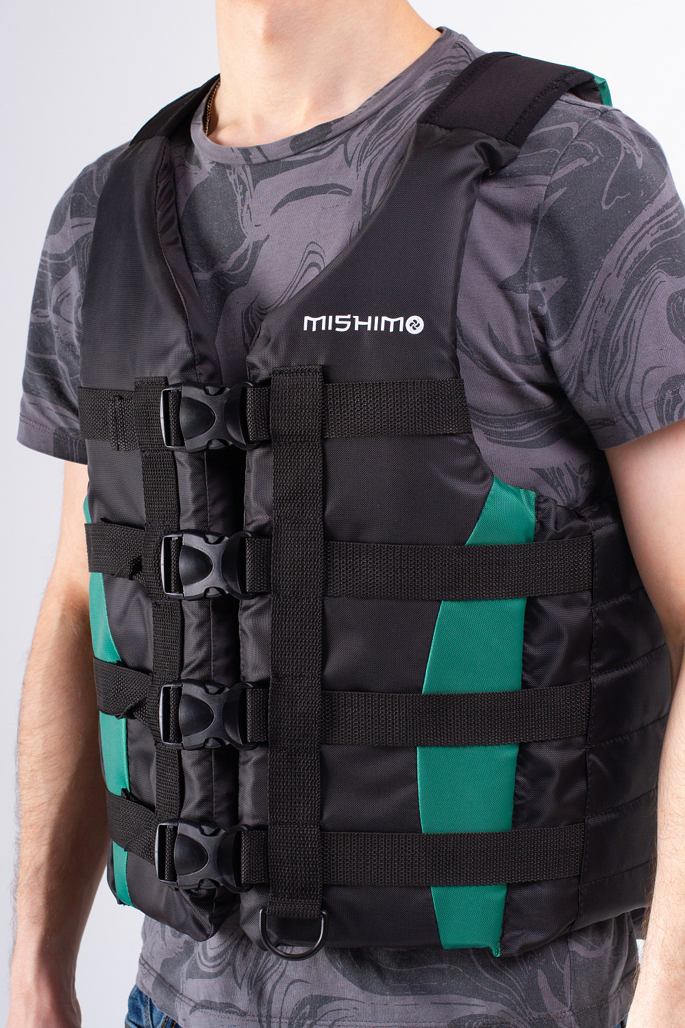Жилет спасательный MISHIMO PRO Премиум качества Черно-зеленый в Люберцах